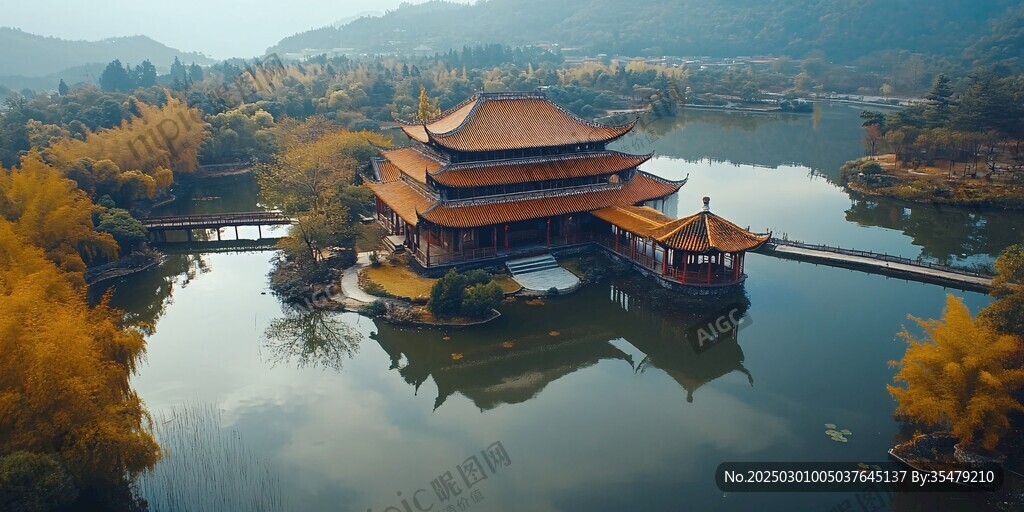 秋日里的中國古代建筑