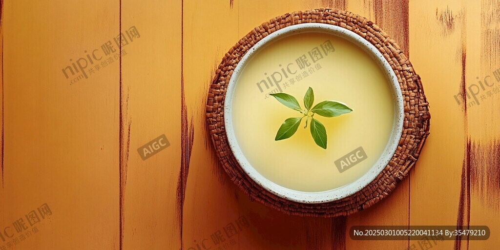 金黃湯中的綠葉