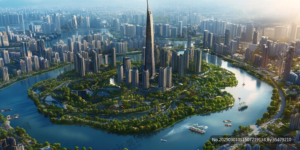 未來城市的空中視角