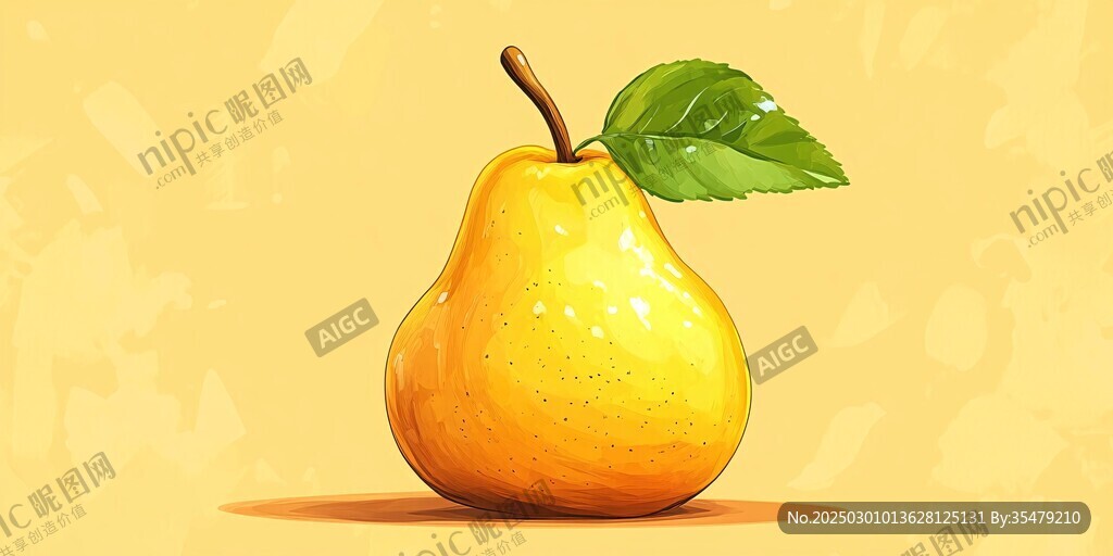 數(shù)字化渲染的黃色梨子插畫