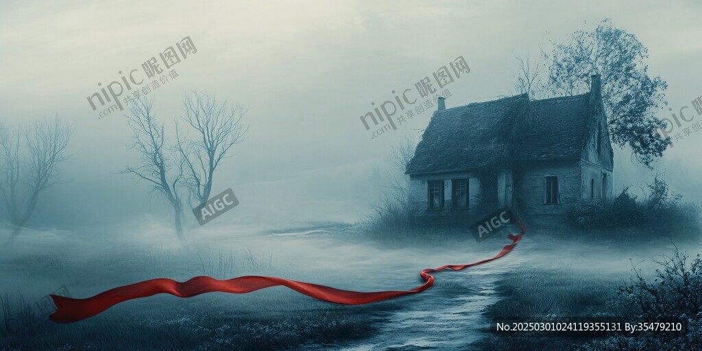 霧中的紅絲帶小屋