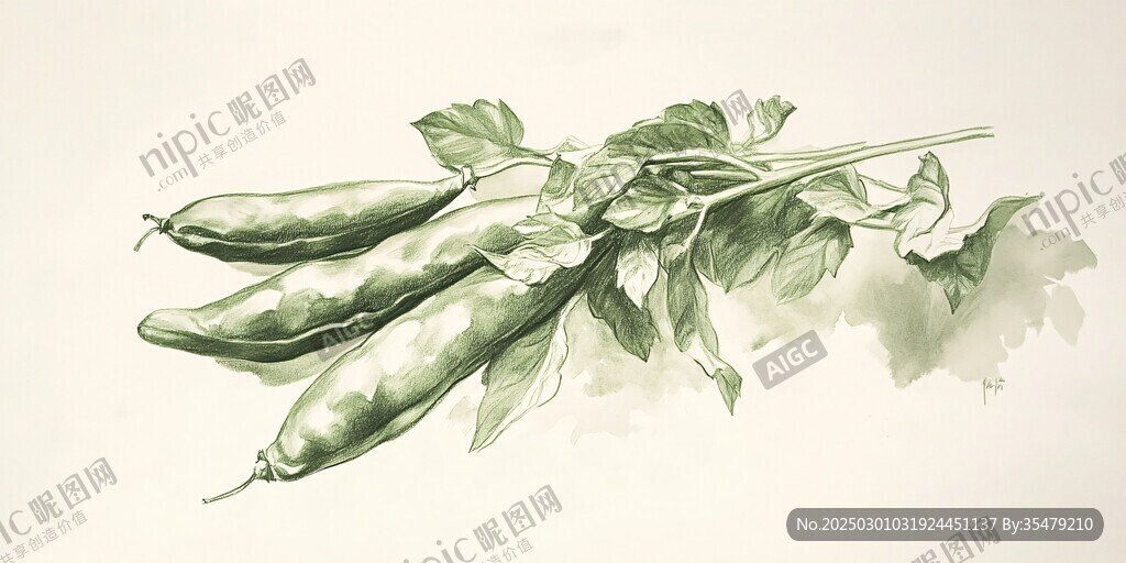 豆莢與葉子