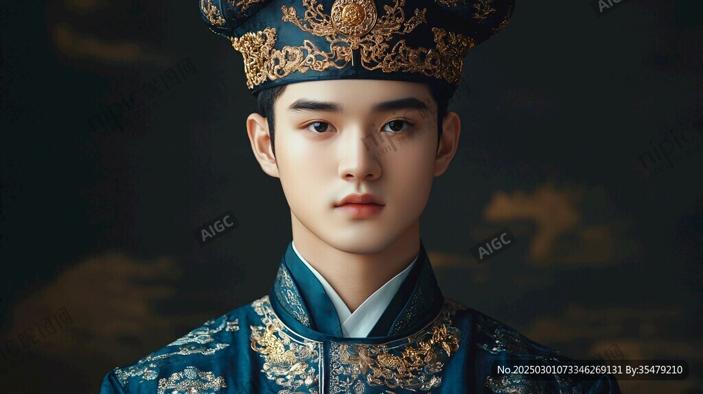古代華服男子肖像