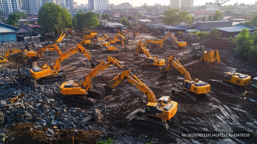 繁忙的建筑工地