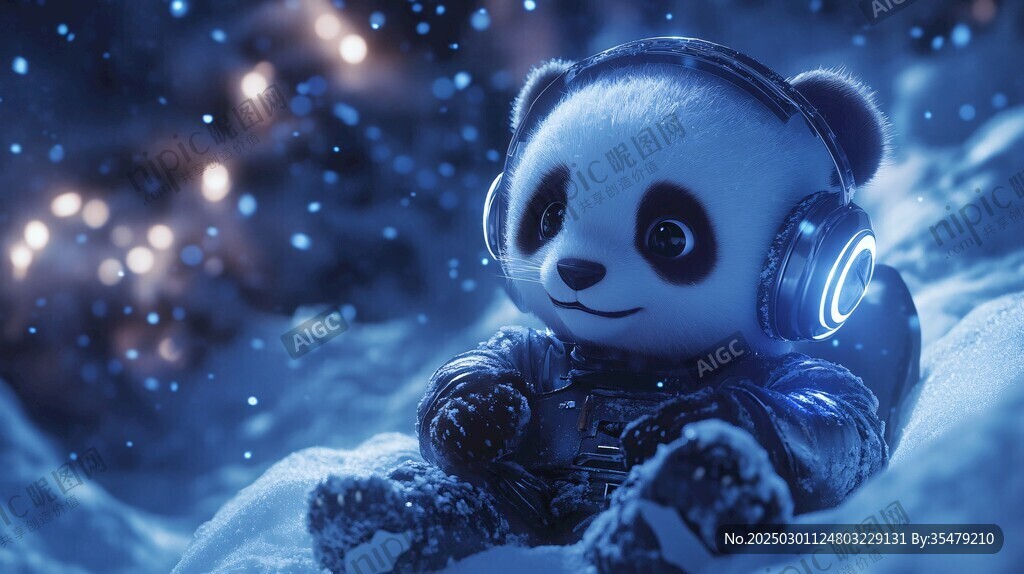 雪夜中的未來熊貓