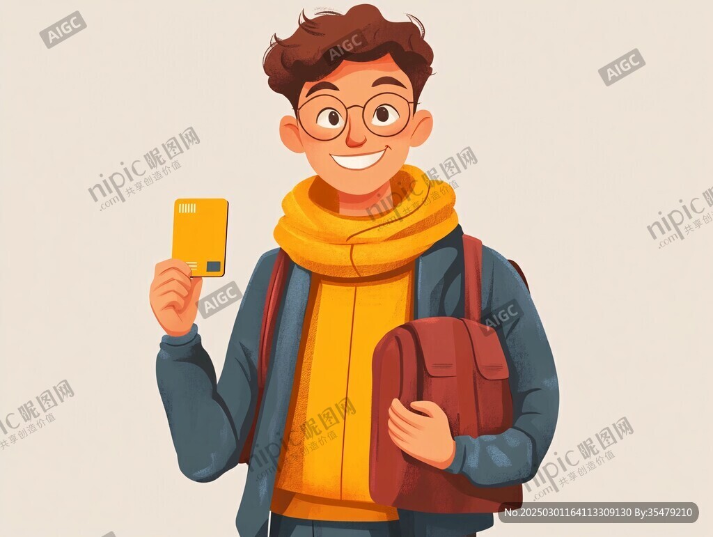 年輕男子展示卡片