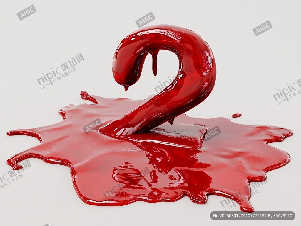 紅色液體數字2