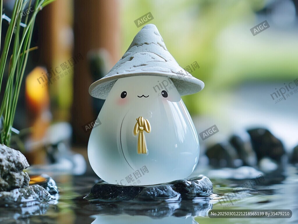 水滴狀玻璃雕塑與日式花園的和諧共存