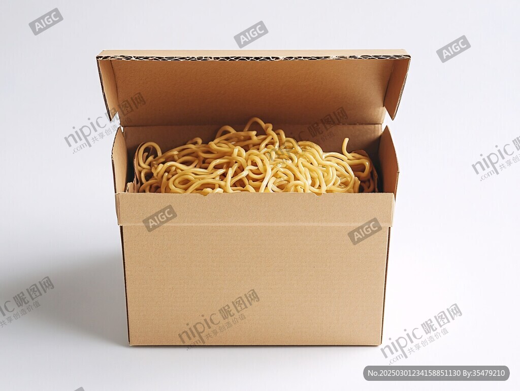 生面條裝在紙箱里