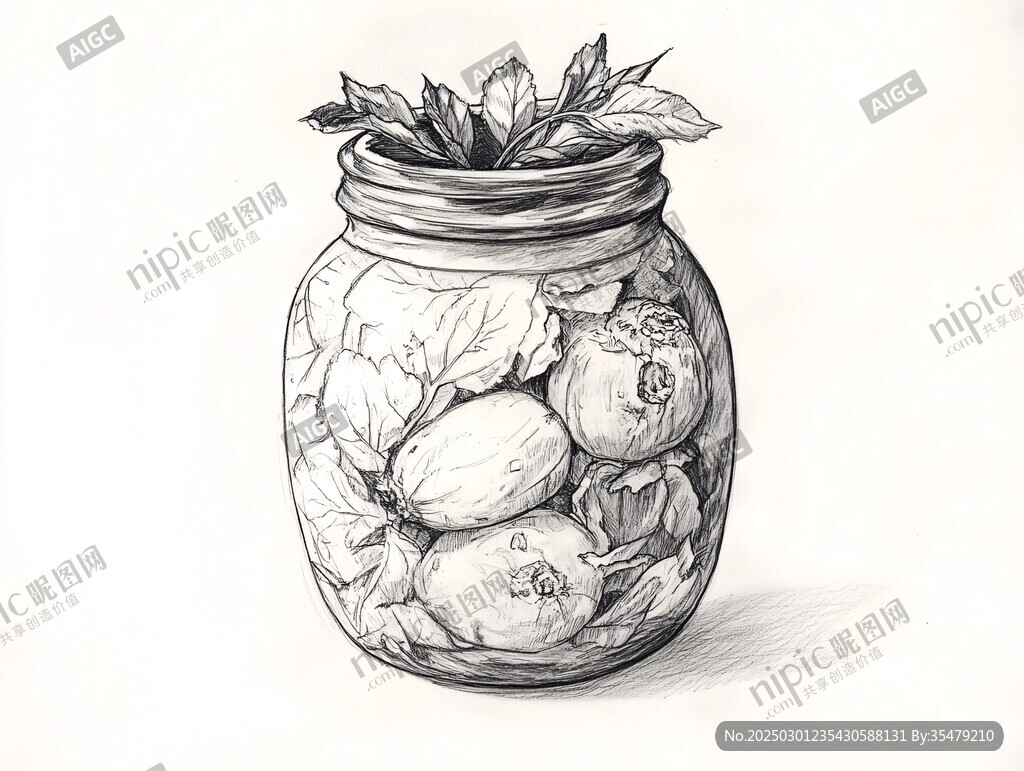玻璃罐中的腌制蔬菜