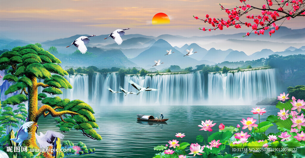 八方來財(cái)山水畫