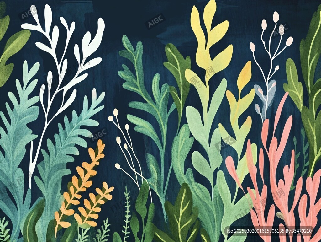 海洋植物的夜幕舞蹈