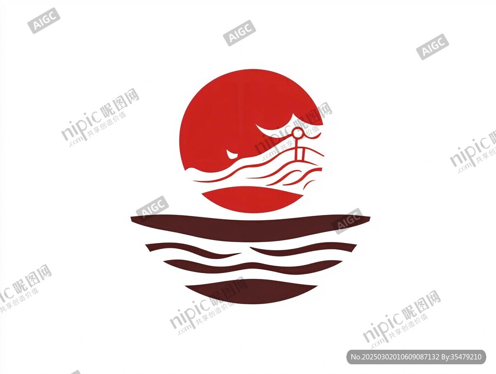 紅日下的山水畫意