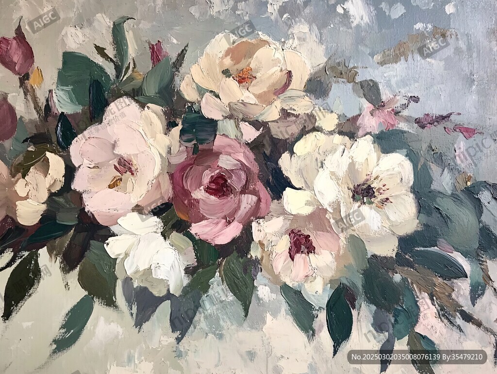花卉油畫作品
