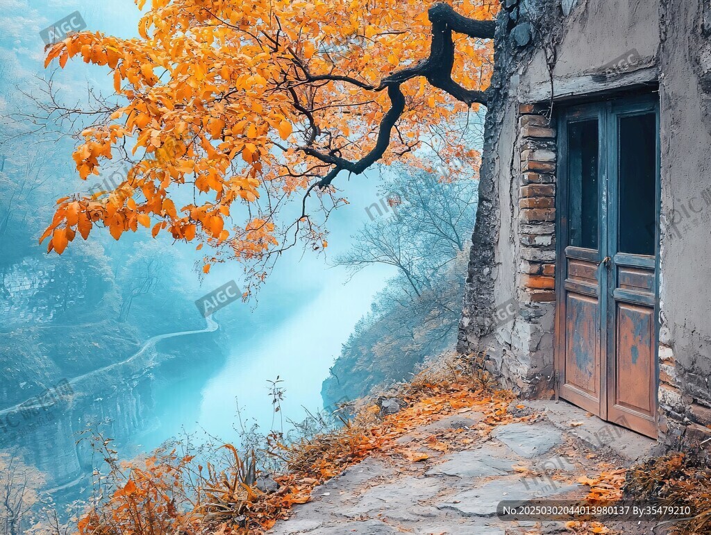 秋日山谷的寧靜與神秘