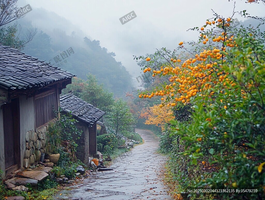 迷霧中的鄉(xiāng)村小徑