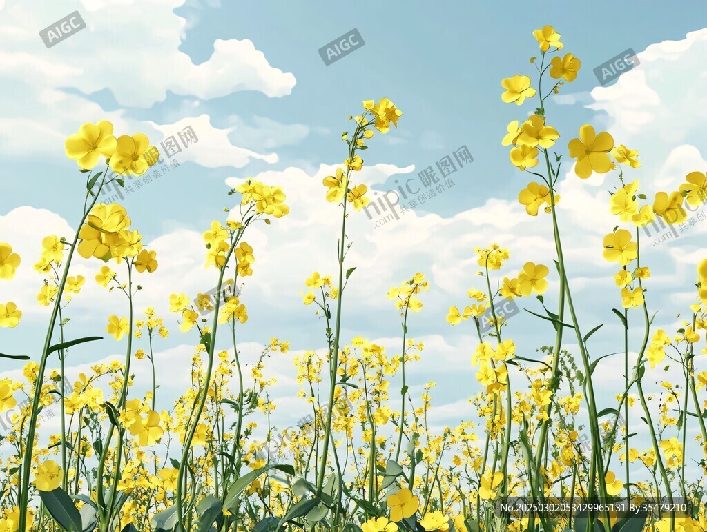 油菜花田與藍(lán)天白云