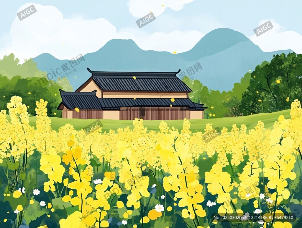 鄉(xiāng)村油菜花田