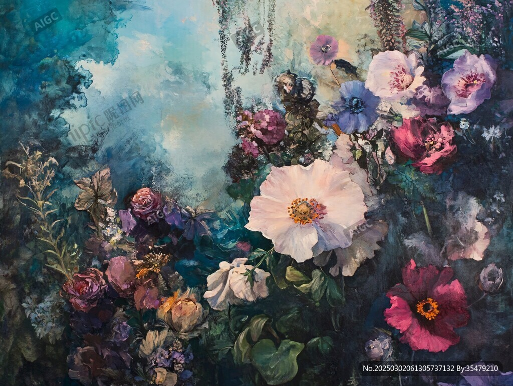 花卉油畫作品