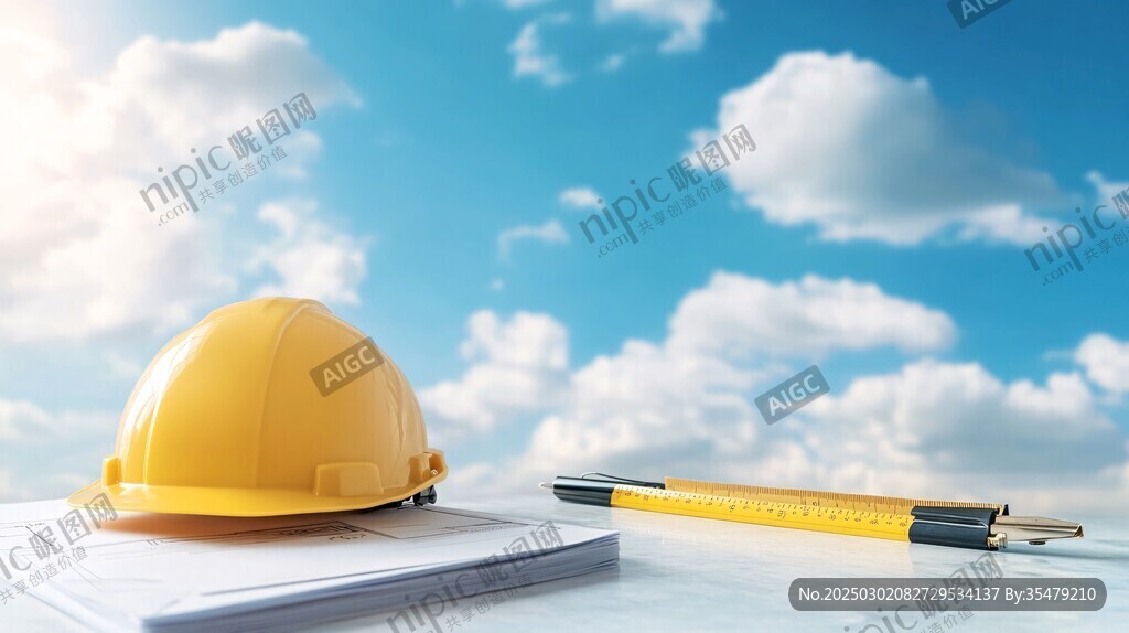 工程安全帽與建筑藍(lán)圖