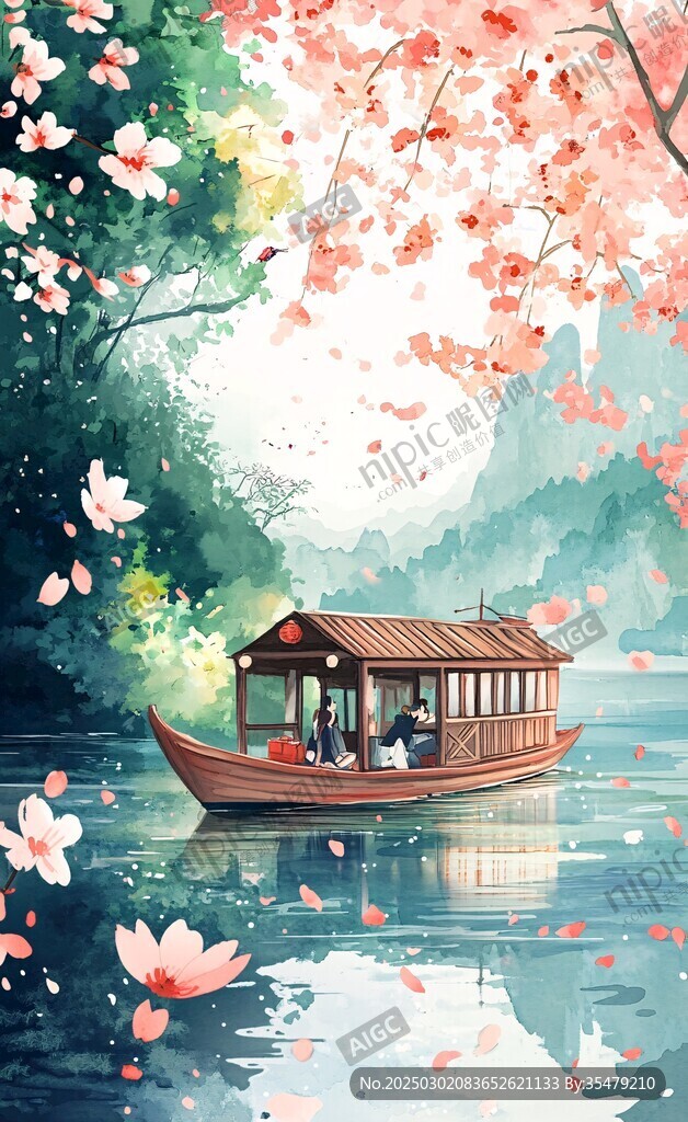 春日小船蕩漾