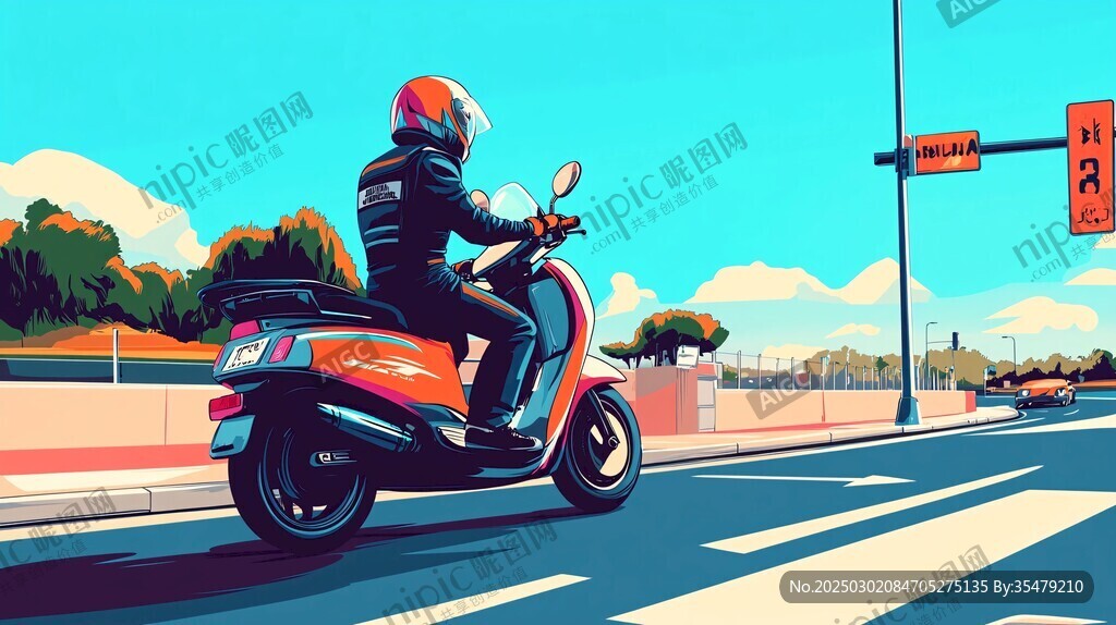 城市道路上的摩托車騎手