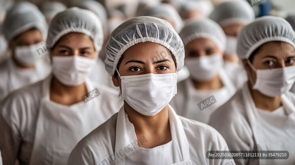 無菌環境下的專注女性工作者