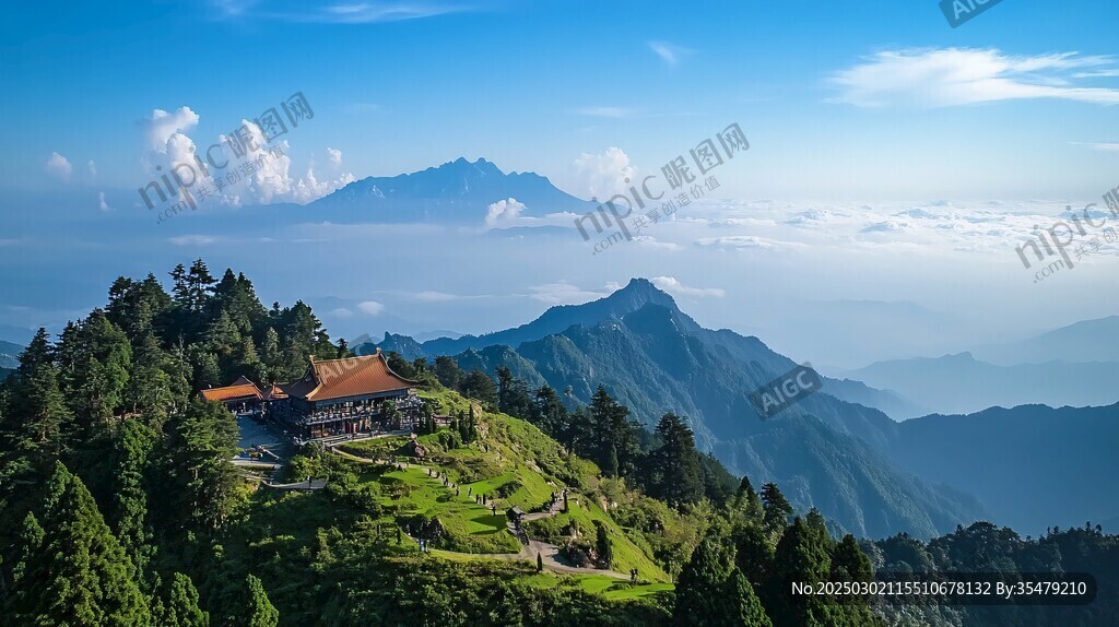 云海之上 山寺靜謐