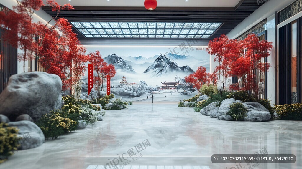 現代中國風景畫風格的室內設計