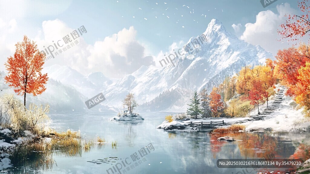 秋日湖光山色