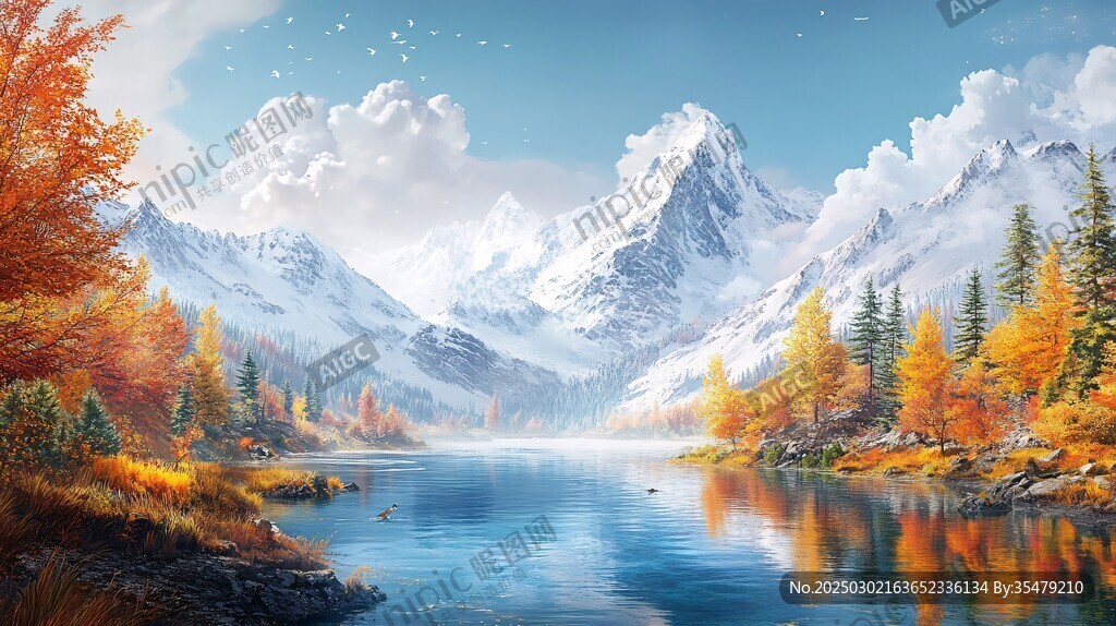 秋日山湖風(fēng)景