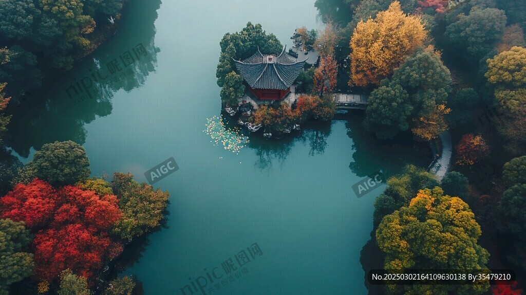 秋日湖光山色
