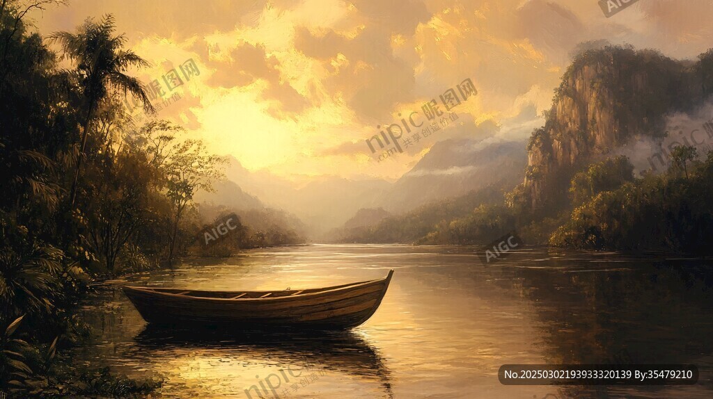 夕陽下的寧靜河流