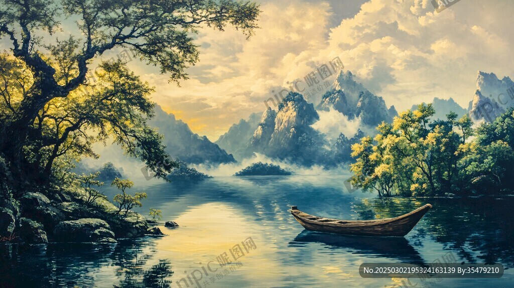 山水畫中的寧靜時刻