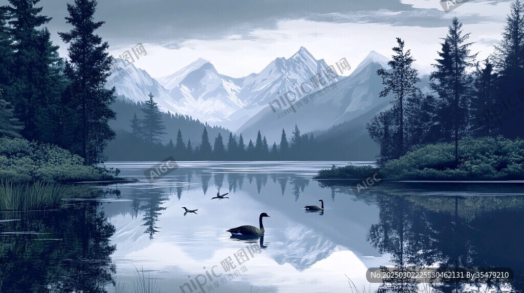 山湖靜謐景色