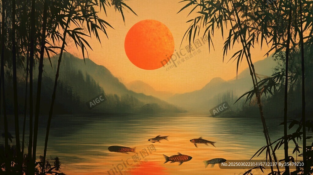 竹海夕照