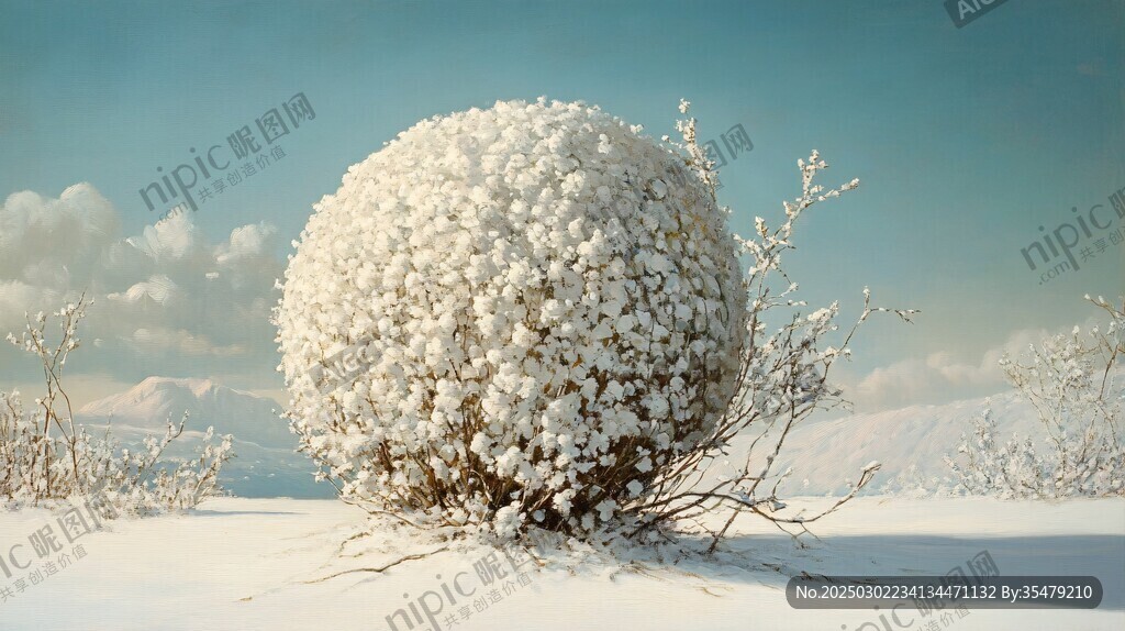 雪中球形灌木