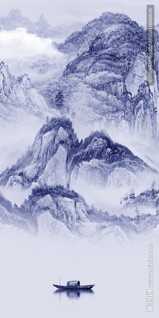 藍色 現(xiàn)代中式玄關 tif分層