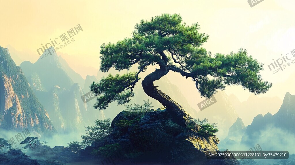 山巔之上的孤松