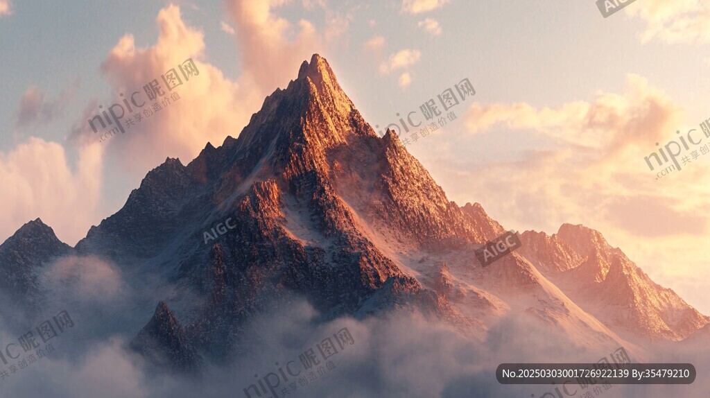云霧繚繞的巍峨山峰