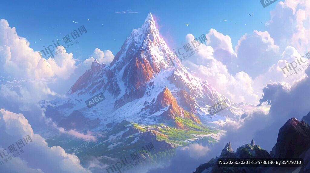 云霧繚繞的山峰風(fēng)景