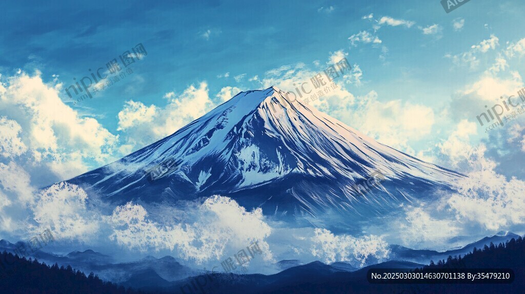 云霧繚繞的雪山風(fēng)景