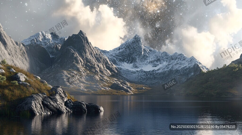 星空下的山湖