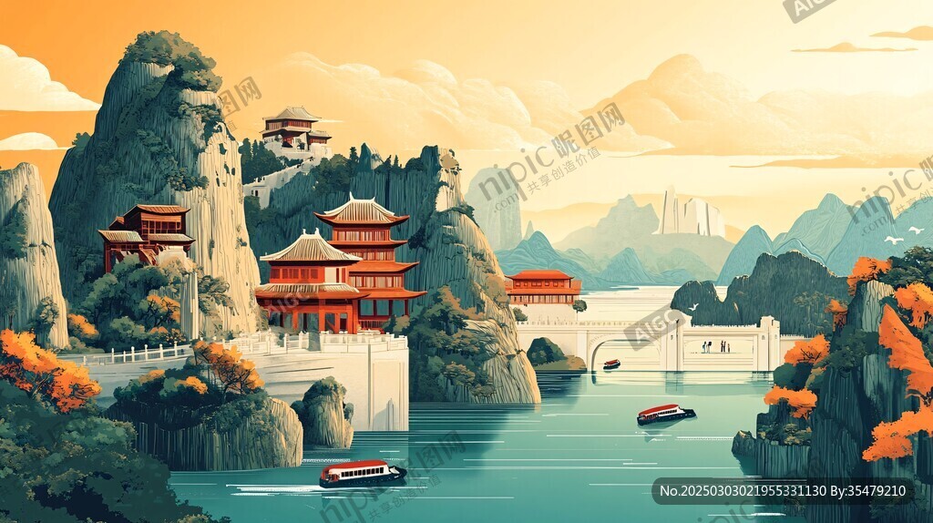 秋日山水畫