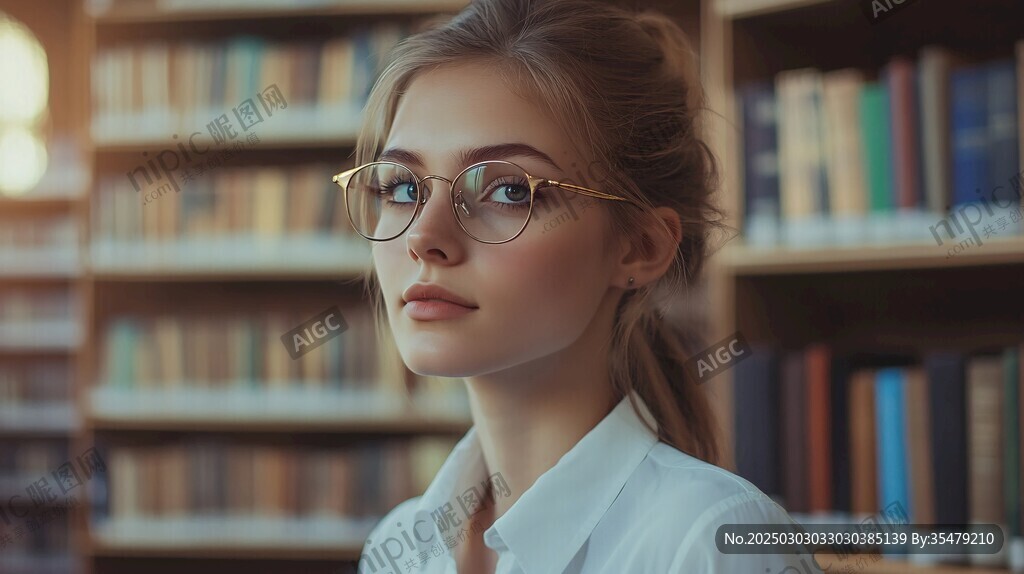 圖書館里的年輕女士
