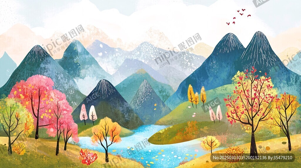 山水畫中的秋日風(fēng)景
