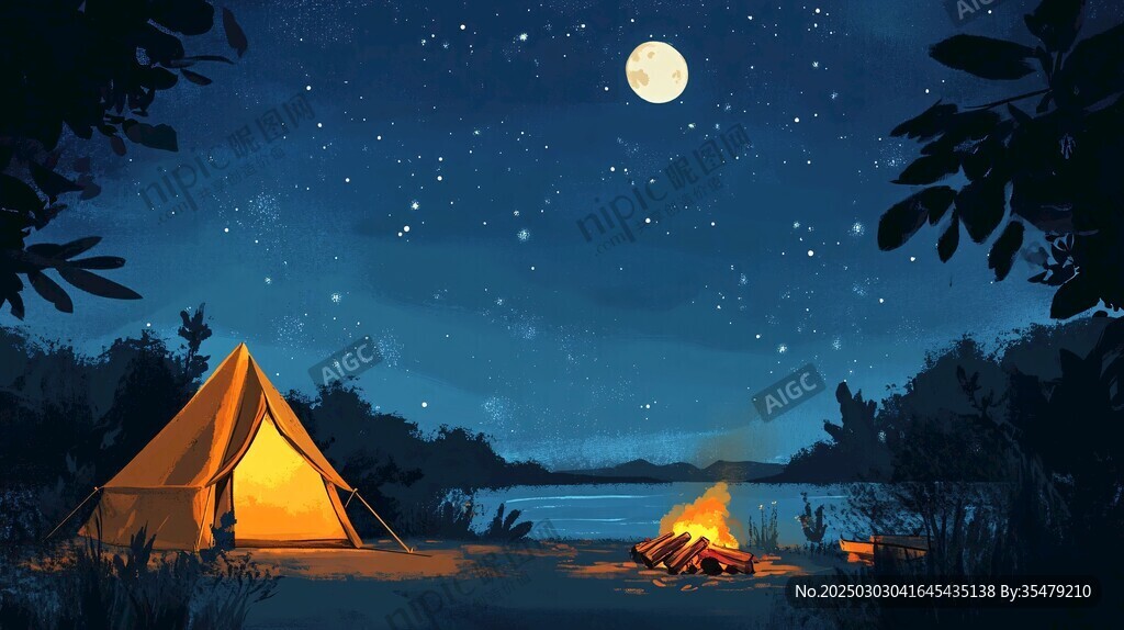 夜幕下的寧靜營地
