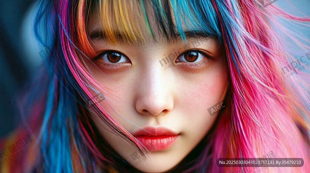 彩色夢(mèng)境中的年輕女孩