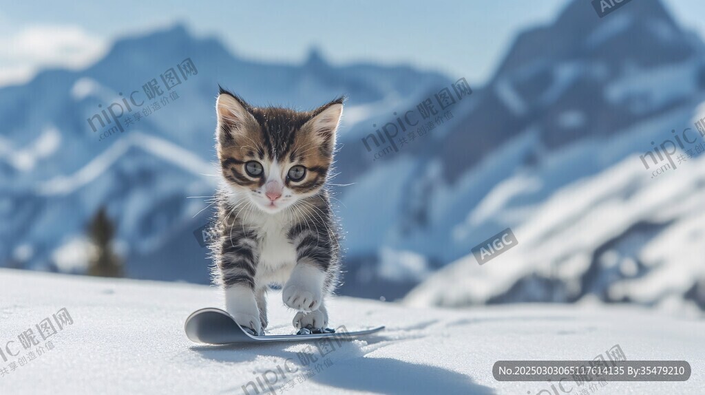雪地上的小貓