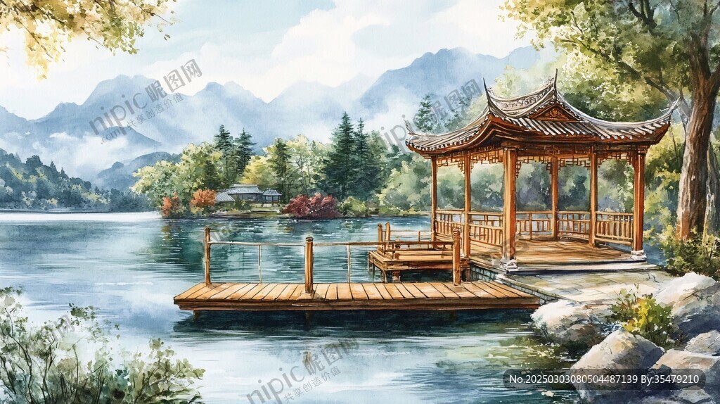 湖光山色 亭閣樓閣